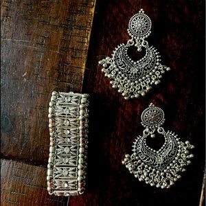 Silver boho earrings & bracelets